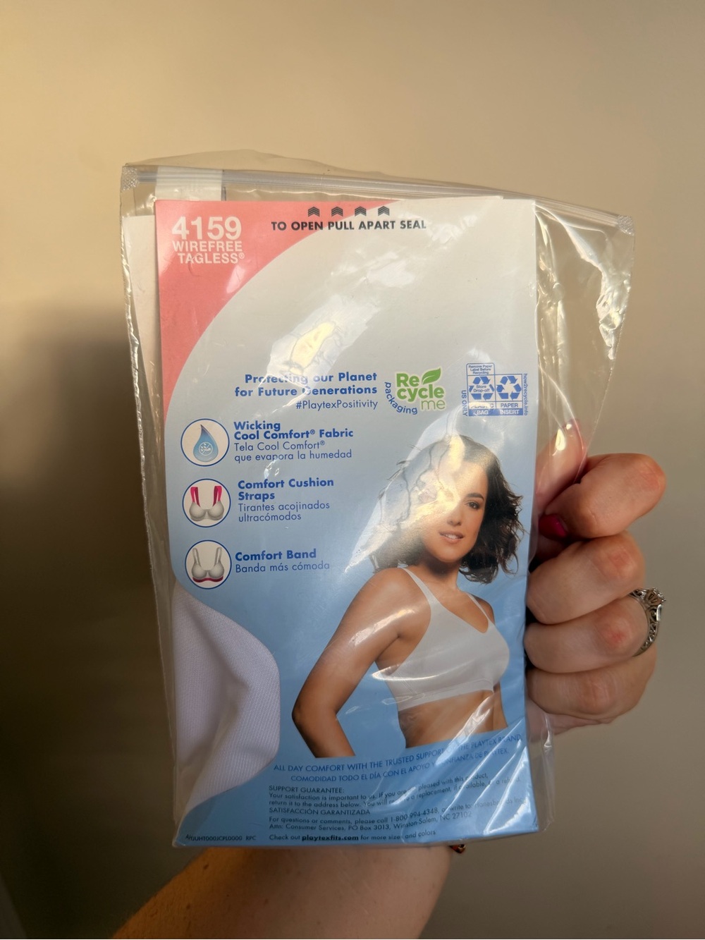 Playtex 18 Hour Active Breathable Comfort Wirefree Bra White 4159 Size 40C NIP - Picture 2 of 2